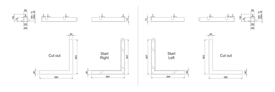 Stella Corner Start Recessed Dimension